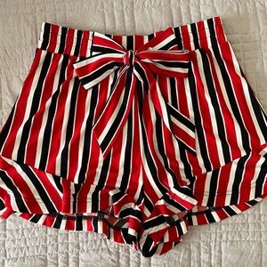 Express striped small ruffle shorts